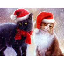 Foto laden in Gallery viewer, Kerst katten Diamond painting | Eigen foto | Dieren | Kopen | Dikke dames | Action | Nederland | Steentjes | Diamant | De Diamond Painter