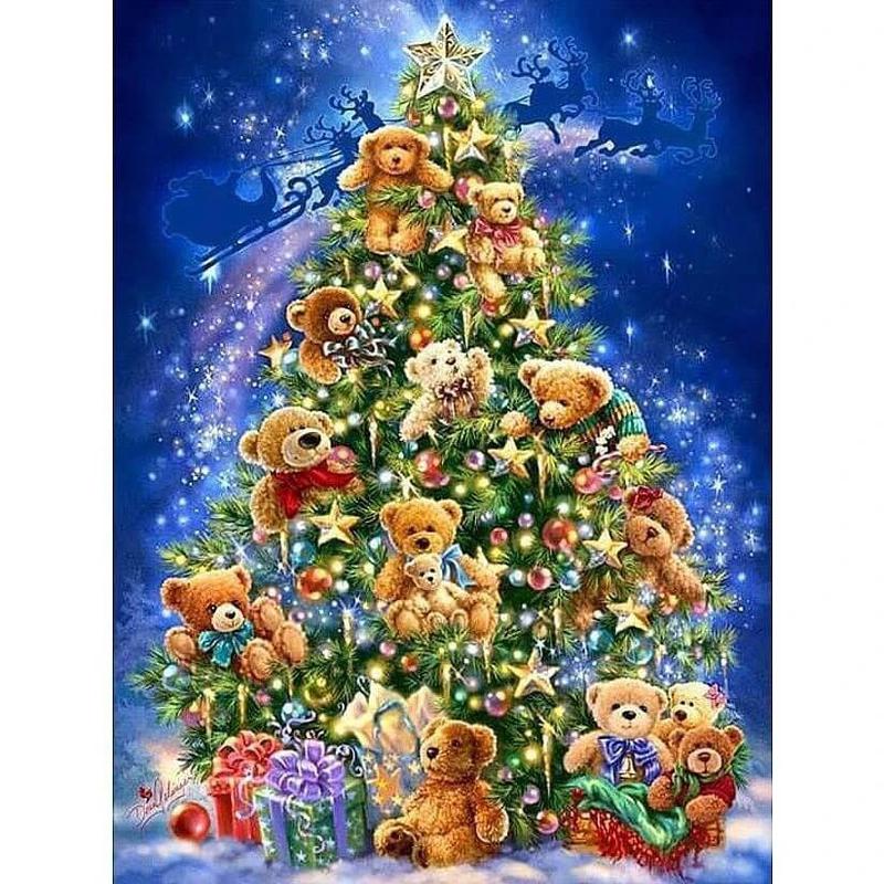 Kerstboom vol teddyberen Diamond painting | Eigen foto | Dieren | Kopen | Dikke dames | Action | Nederland | Steentjes | Diamant | De Diamond Painter