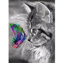 Foto laden in Gallery viewer, Kitten met vlinder Diamond painting | Eigen foto | Dieren | Kopen | Dikke dames | Action | Nederland | Steentjes | Diamant | De Diamond Painter