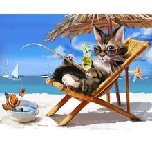 Foto laden in Gallery viewer, Kitten op het strand Diamond painting | Eigen foto | Dieren | Kopen | Dikke dames | Action | Nederland | Steentjes | Diamant | De Diamond Painter