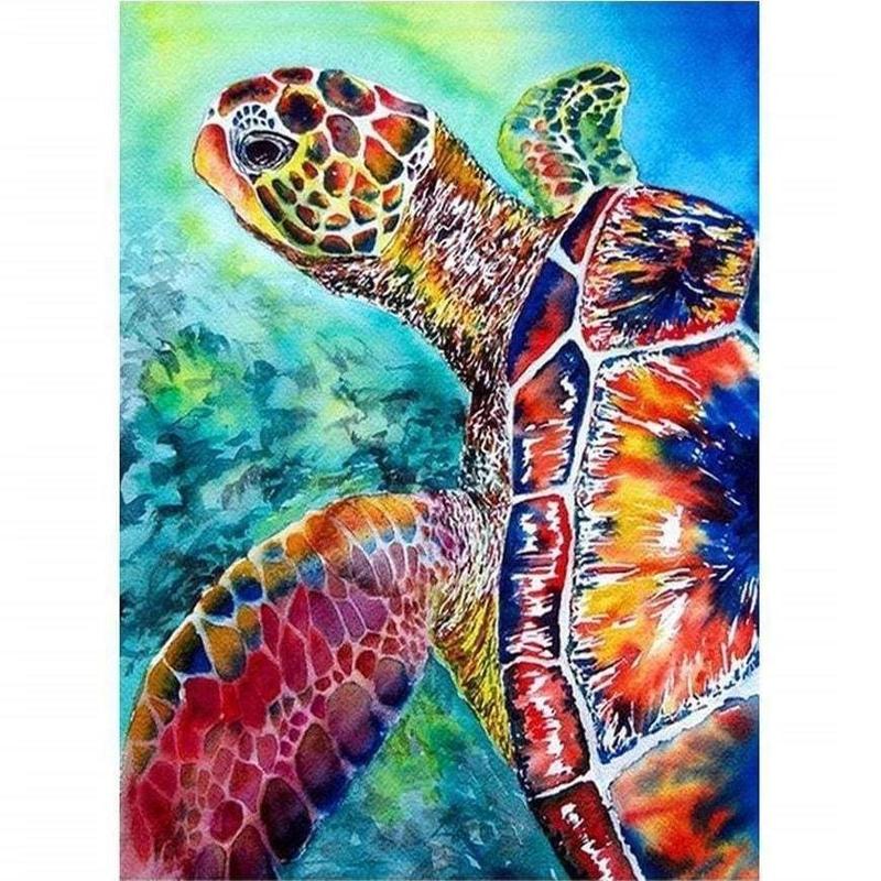 Kleurrijke schildpad Diamond painting | Eigen foto | Dieren | Kopen | Dikke dames | Action | Nederland | Steentjes | Diamant | De Diamond Painter