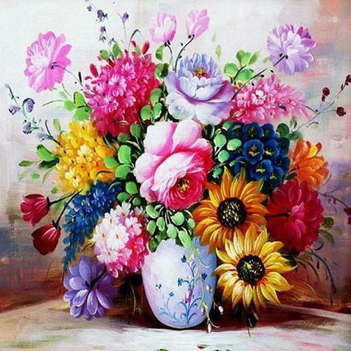 Kleurrijke vaas bloemen Diamond painting | Eigen foto | Dieren | Kopen | Dikke dames | Action | Nederland | Steentjes | Diamant | De Diamond Painter