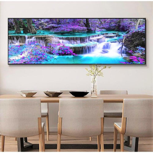 Kleurrijke waterval 40x120cm Diamond painting | Eigen foto | Dieren | Kopen | Dikke dames | Action | Nederland | Steentjes | Diamant | De Diamond Painter