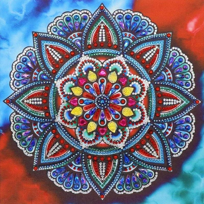 Mandala blauw/rood Diamond painting | Eigen foto | Dieren | Kopen | Dikke dames | Action | Nederland | Steentjes | Diamant | De Diamond Painter