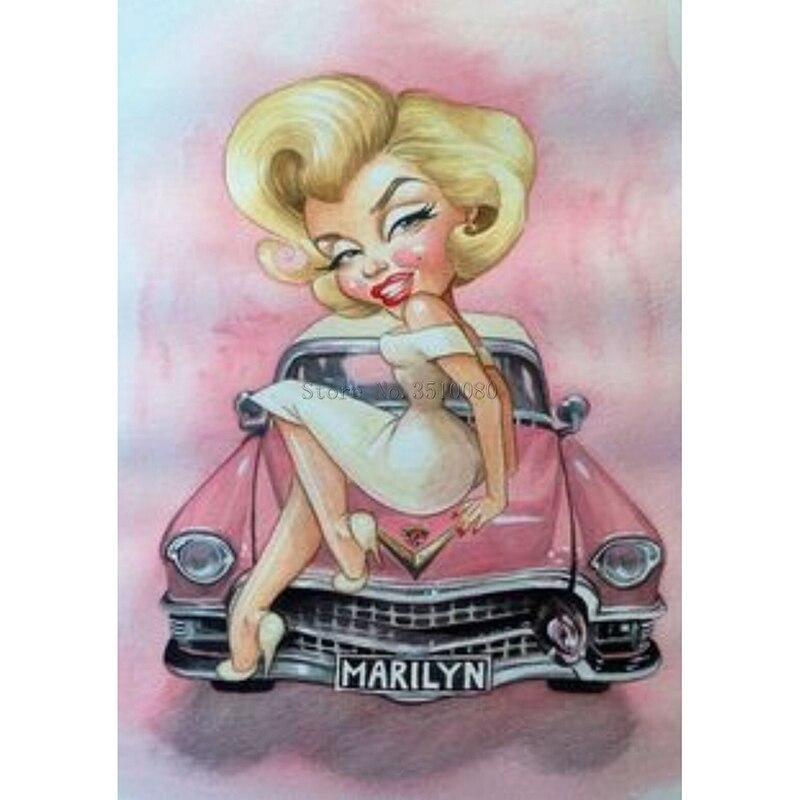 Marilyn Monroe roze auto Diamond painting | Eigen foto | Dieren | Kopen | Dikke dames | Action | Nederland | Steentjes | Diamant | De Diamond Painter
