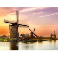 Diamond Painting - Molens bij zonsondergang