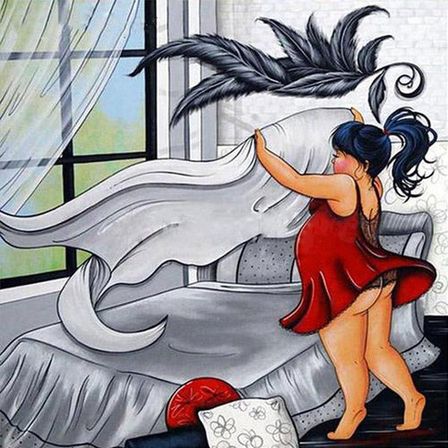 Mollige dames | Bed opmaken Diamond painting | Eigen foto | Dieren | Kopen | Dikke dames | Action | Nederland | Steentjes | Diamant | De Diamond Painter