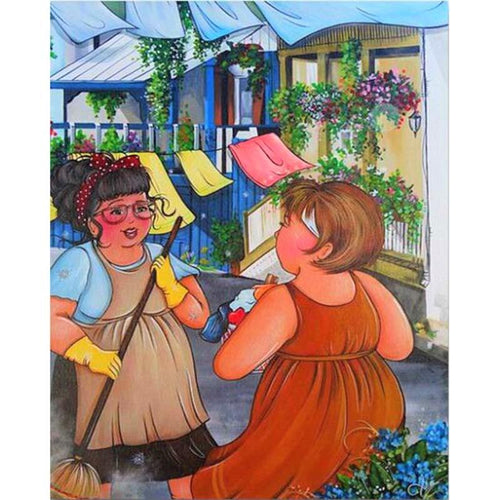 Mollige dames | Met de buurvrouw Diamond painting | Eigen foto | Dieren | Kopen | Dikke dames | Action | Nederland | Steentjes | Diamant | De Diamond Painter