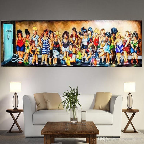 Mollige dames | Rij van de WC 40x120cm Diamond painting | Eigen foto | Dieren | Kopen | Dikke dames | Action | Nederland | Steentjes | Diamant | De Diamond Painter