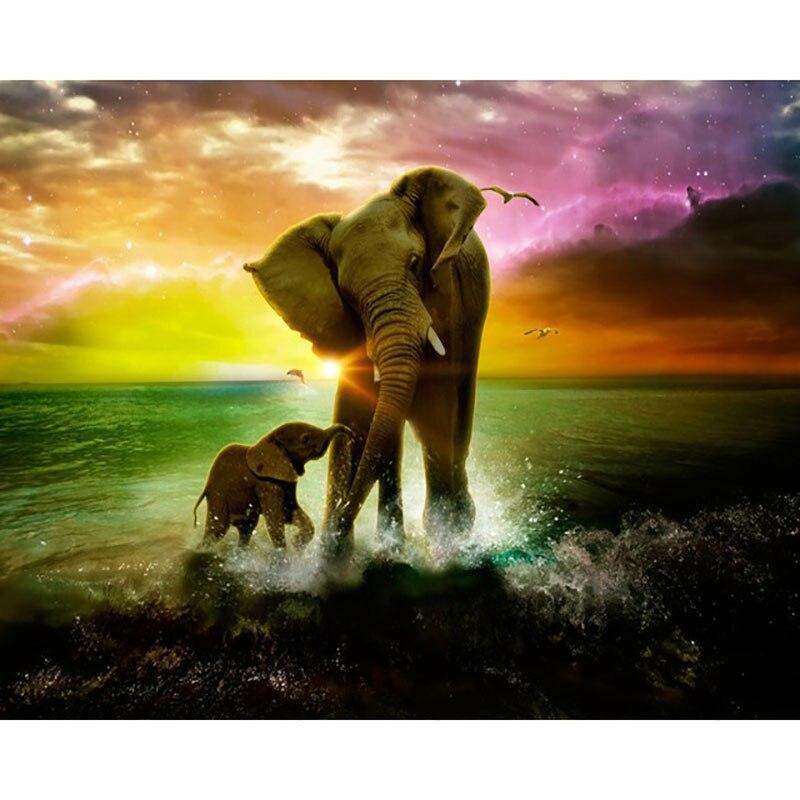 Olifant op het strand Diamond painting | Eigen foto | Dieren | Kopen | Dikke dames | Action | Nederland | Steentjes | Diamant | De Diamond Painter