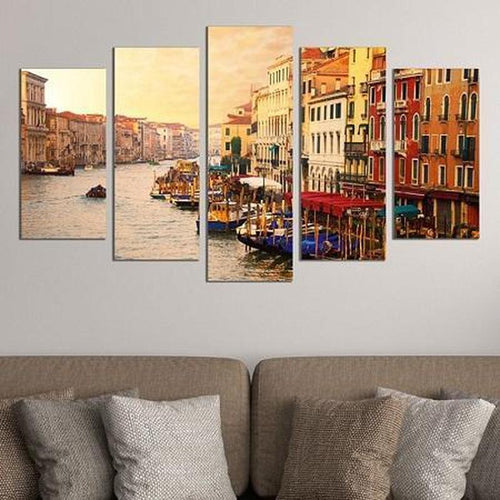 Oude stad aan kanaal | 5 luiken Diamond painting | Eigen foto | Dieren | Kopen | Dikke dames | Action | Nederland | Steentjes | Diamant | De Diamond Painter