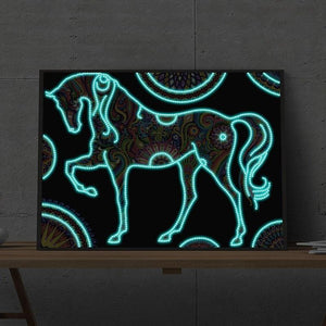 Paard | Glow in the dark 30x40cm Diamond painting | Eigen foto | Dieren | Kopen | Dikke dames | Action | Nederland | Steentjes | Diamant | De Diamond Painter