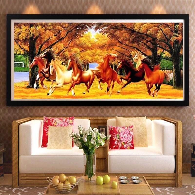 Paarden in bos v.a. 40x100cm Diamond painting | Eigen foto | Dieren | Kopen | Dikke dames | Action | Nederland | Steentjes | Diamant | De Diamond Painter