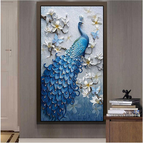 Pauw v.a. 50x80cm Diamond painting | Eigen foto | Dieren | Kopen | Dikke dames | Action | Nederland | Steentjes | Diamant | De Diamond Painter