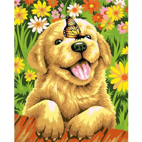 Puppy - Schilderen op nummer Diamond painting | Eigen foto | Dieren | Kopen | Dikke dames | Action | Nederland | Steentjes | Diamant | De Diamond Painter