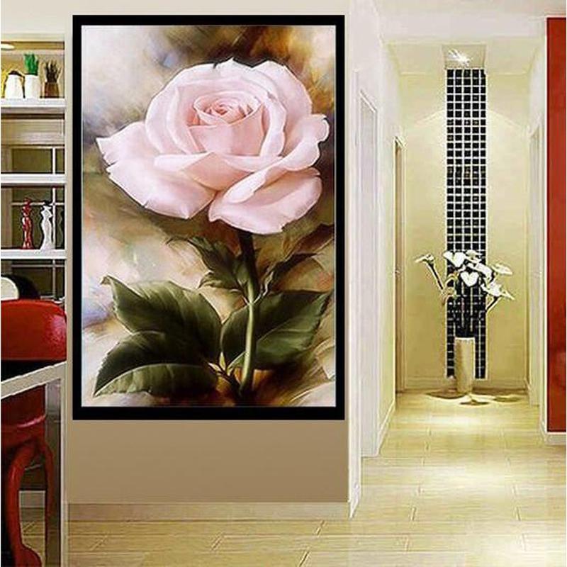 Roze roos v.a. 50x70cm Diamond painting | Eigen foto | Dieren | Kopen | Dikke dames | Action | Nederland | Steentjes | Diamant | De Diamond Painter