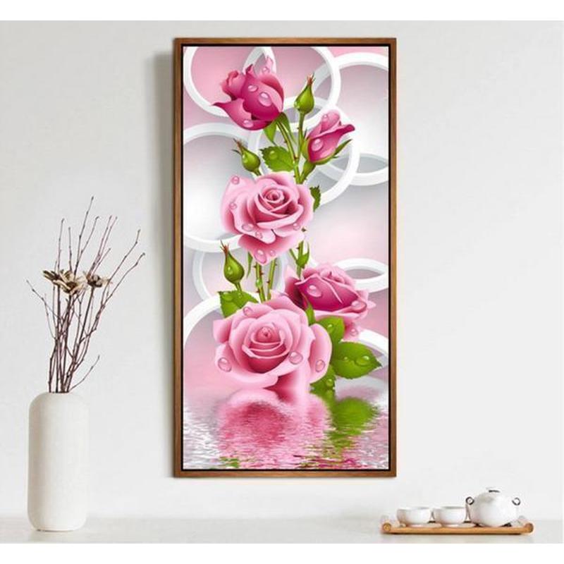Roze rozen v.a. 50x100cm Diamond painting | Eigen foto | Dieren | Kopen | Dikke dames | Action | Nederland | Steentjes | Diamant | De Diamond Painter