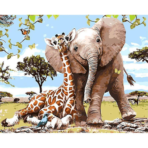 Olifant & giraf | Schilderen op nummer