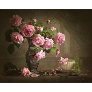 Roze rozen | Schilderen op nummer