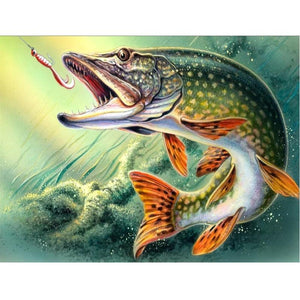 Snoek Diamond painting | Eigen foto | Dieren | Kopen | Dikke dames | Action | Nederland | Steentjes | Diamant | De Diamond Painter