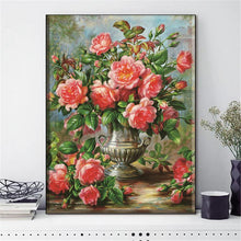 Foto laden in Gallery viewer, Vaas roze rozen v.a. 50x70cm Diamond painting | Eigen foto | Dieren | Kopen | Dikke dames | Action | Nederland | Steentjes | Diamant | De Diamond Painter