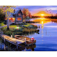 Diamond Painting - Vakantiehuisje zonsondergang
