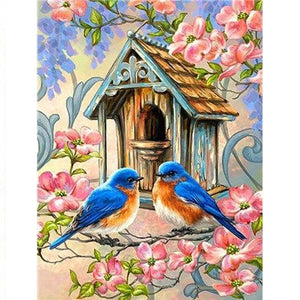 Vogels bij huisje Diamond painting | Eigen foto | Dieren | Kopen | Dikke dames | Action | Nederland | Steentjes | Diamant | De Diamond Painter