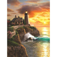 Diamond Painting - Vuurtoren bij zonsondergang