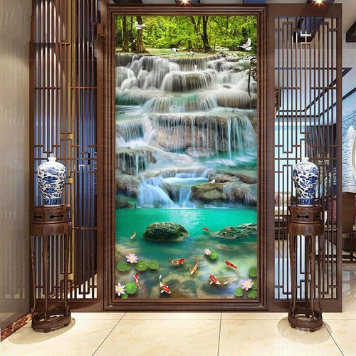 Waterval met koi karpers v.a. 50x100cm Diamond painting | Eigen foto | Dieren | Kopen | Dikke dames | Action | Nederland | Steentjes | Diamant | De Diamond Painter