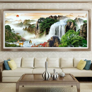 Waterval v.a. 40x100cm Diamond painting | Eigen foto | Dieren | Kopen | Dikke dames | Action | Nederland | Steentjes | Diamant | De Diamond Painter