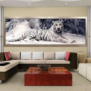 Witte tijger 40x120cm Diamond painting | Eigen foto | Dieren | Kopen | Dikke dames | Action | Nederland | Steentjes | Diamant | De Diamond Painter
