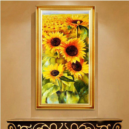 Zonnebloemen v.a. 50x90cm Diamond painting | Eigen foto | Dieren | Kopen | Dikke dames | Action | Nederland | Steentjes | Diamant | De Diamond Painter